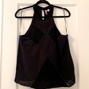 Black Mixed Material Top
